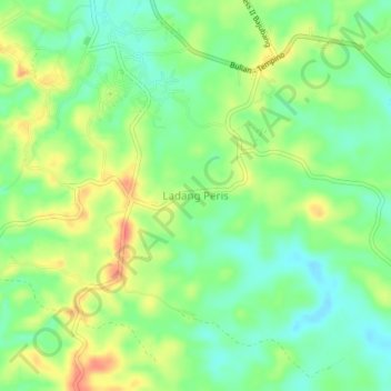 Mapa topográfico Ladang Peris, altitude, relevo