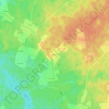 Mapa topográfico Peylahon, altitude, relevo