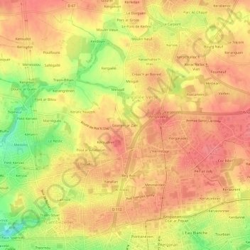 Mapa topográfico Goarem ar Zant, altitude, relevo