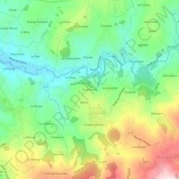 Mapa topográfico Grand Petit, altitude, relevo