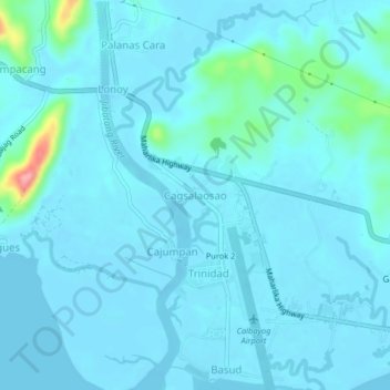 Mapa topográfico Cagsalaosao, altitude, relevo