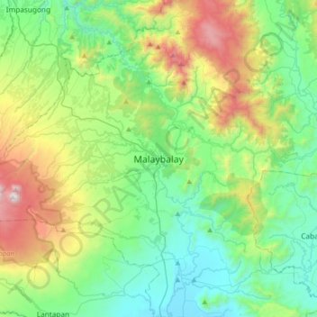Mapa topográfico Malaybalay, altitude, relevo