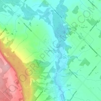 Mapa topográfico Inglewood, altitude, relevo