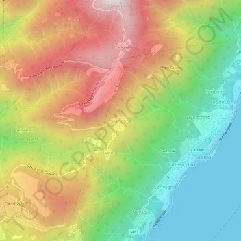 Mapa topográfico Manegra, altitude, relevo