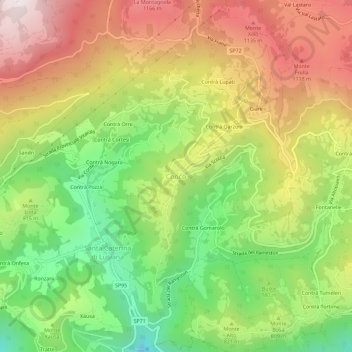 Mapa topográfico Conco, altitude, relevo
