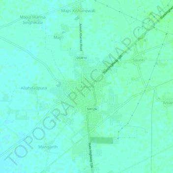 Mapa topográfico Amloh, altitude, relevo