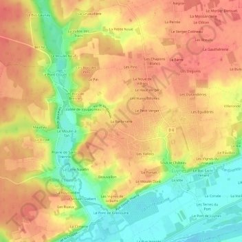 Mapa topográfico La Barbinière, altitude, relevo