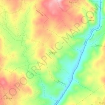 Mapa topográfico Gorgoço, altitude, relevo