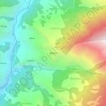 Mapa topográfico Kheban, altitude, relevo