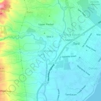 Mapa topográfico Marapangi, altitude, relevo