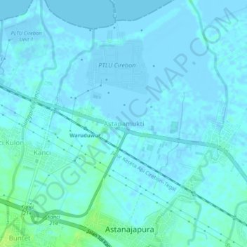 Mapa topográfico Astanamukti, altitude, relevo