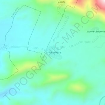 Mapa topográfico Ovando Turquía, altitude, relevo
