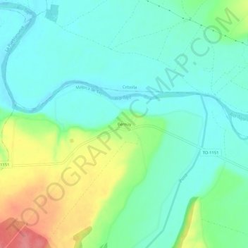 Mapa topográfico Bernúy, altitude, relevo