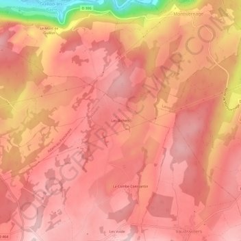 Mapa topográfico Les Bichets, altitude, relevo