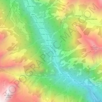 Mapa topográfico Trinò, altitude, relevo
