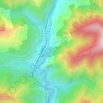 Mapa topográfico La Pinède, altitude, relevo