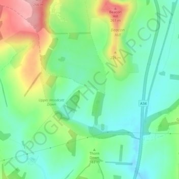Mapa topográfico Chapman's Dell, altitude, relevo