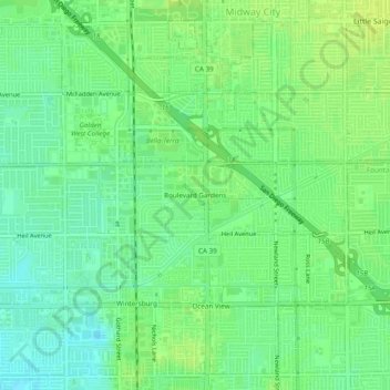 Mapa topográfico Boulevard Gardens, altitude, relevo
