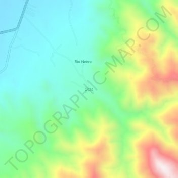 Mapa topográfico Otas, altitude, relevo