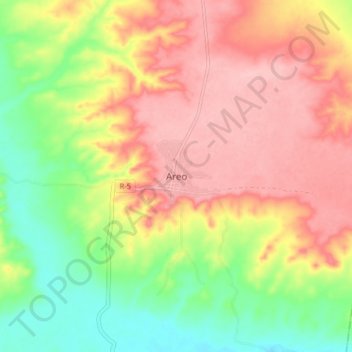 Mapa topográfico Areo, altitude, relevo
