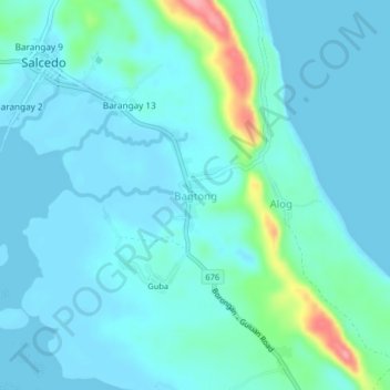Mapa topográfico Bagtong, altitude, relevo