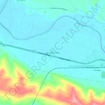Mapa topográfico Llanos del Sotillo, altitude, relevo