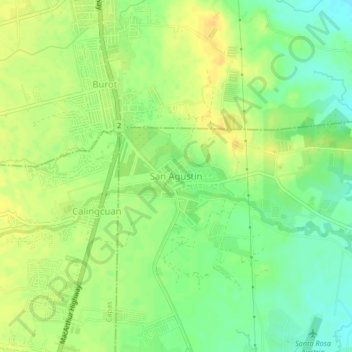 Mapa topográfico San Agustin, altitude, relevo