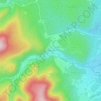 Mapa topográfico Klingenthal, altitude, relevo