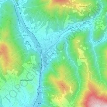 Mapa topográfico Chifenti, altitude, relevo