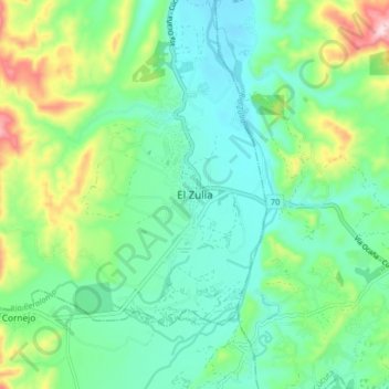 Mapa topográfico El Zulia, altitude, relevo