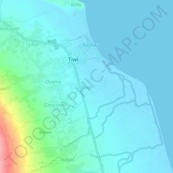 Mapa topográfico Gajo, altitude, relevo
