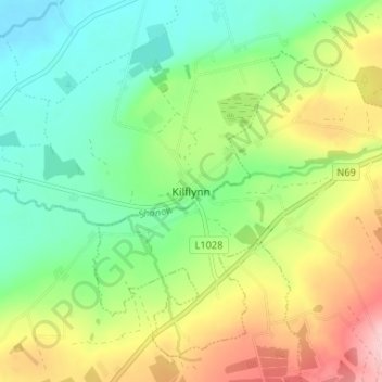 Mapa topográfico Kilflynn, altitude, relevo
