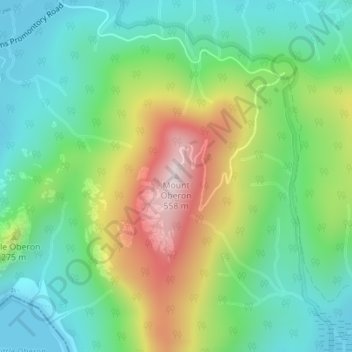 Mapa topográfico Mount Oberon, altitude, relevo