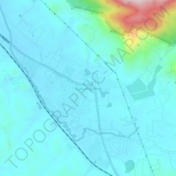 Mapa topográfico Kalumpang, altitude, relevo