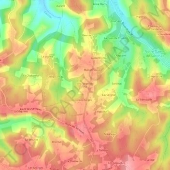 Mapa topográfico Les Farges du Pic, altitude, relevo