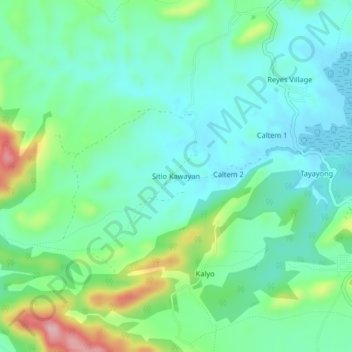 Mapa topográfico Sitio Kawayan, altitude, relevo