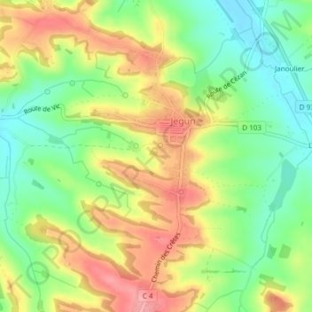 Mapa topográfico Saint-Martin, altitude, relevo