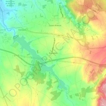 Mapa topográfico Reinaldes, altitude, relevo
