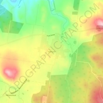 Mapa topográfico Glenlyon, altitude, relevo