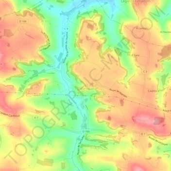 Mapa topográfico A Doat, altitude, relevo