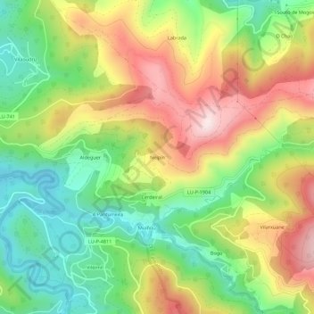 Mapa topográfico Neipín, altitude, relevo