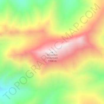 Mapa topográfico Snowden Mountain, altitude, relevo