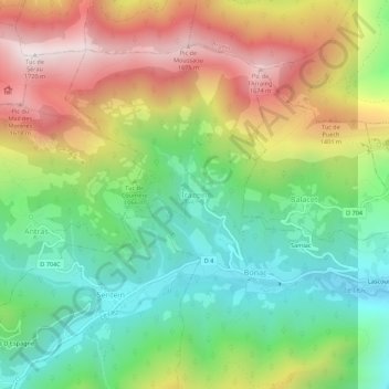 Mapa topográfico Irazein, altitude, relevo
