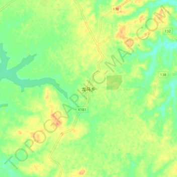 Mapa topográfico 龙马乡, altitude, relevo
