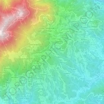 Mapa topográfico Vico, altitude, relevo