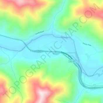 Mapa topográfico Stafford, altitude, relevo