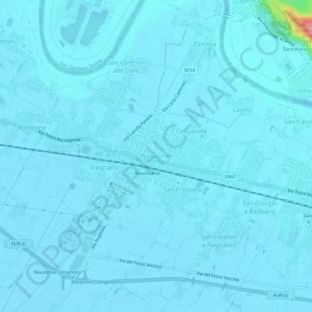 Mapa topográfico Navacchio, altitude, relevo