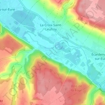 Mapa topográfico Crèvecœur, altitude, relevo