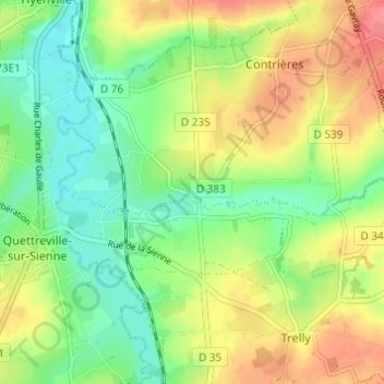 Mapa topográfico Le Pont de Monceaux, altitude, relevo