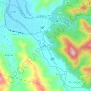 Mapa topográfico Duplas, altitude, relevo